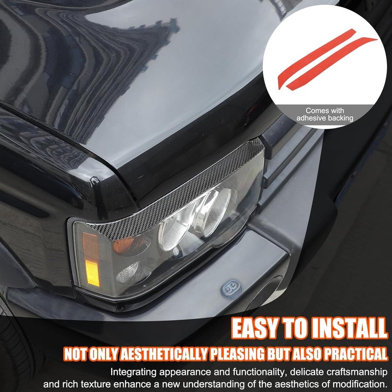 TerIourfou Front Headlight Trim Cover Trim Compatible with Land Rover Discovery 2 1998-2004,Soft Carbon Fiber Headlights Eyebrows Sticker Stripes Scratch Decal Exterior Accessories (Black Carbon Fiber) - Image 4